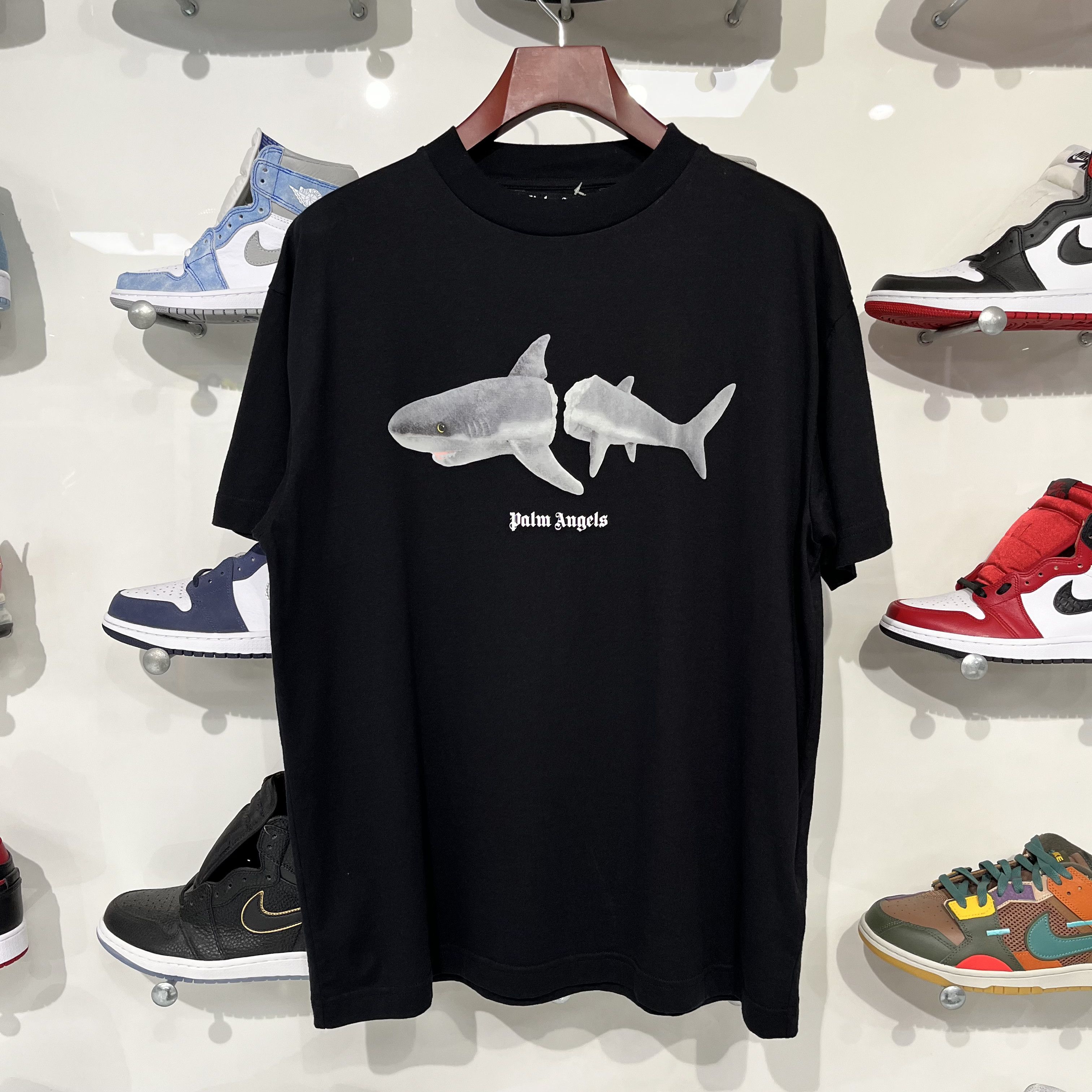 Palm Angels Palm Angels Logo Shark-Print T-Shirt Black | Grailed
