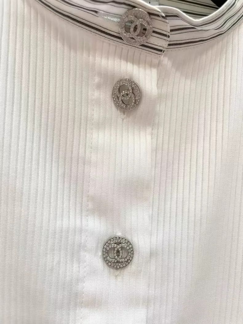 Chanel Chanel Striped diamond-button sleeveless shirt Size XXS / US 00 / IT 34 - 4 Thumbnail