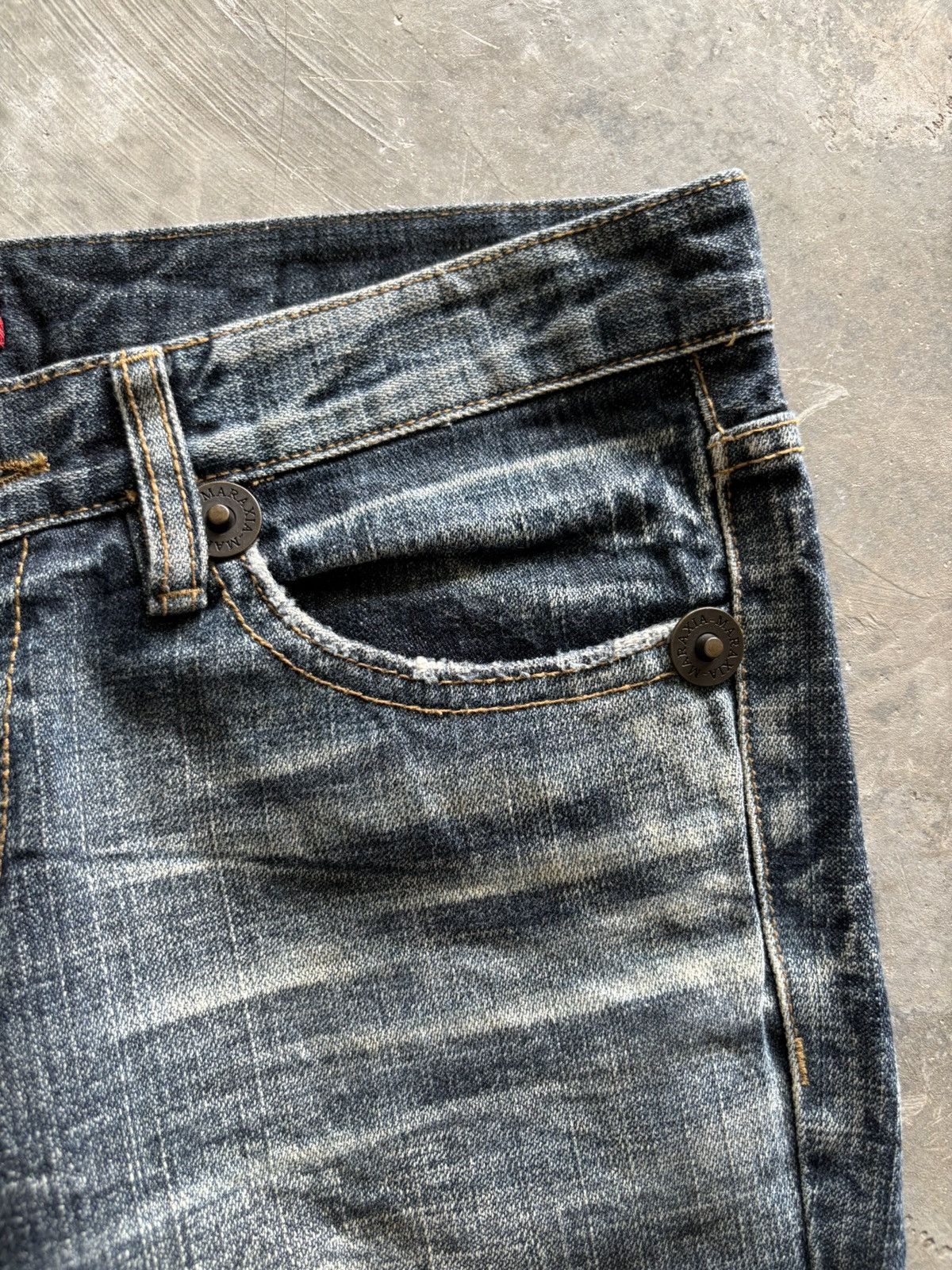 Japanese Brand sick flared maraxia japanese punk grunge flower backpocket Size 31" - 10 Thumbnail