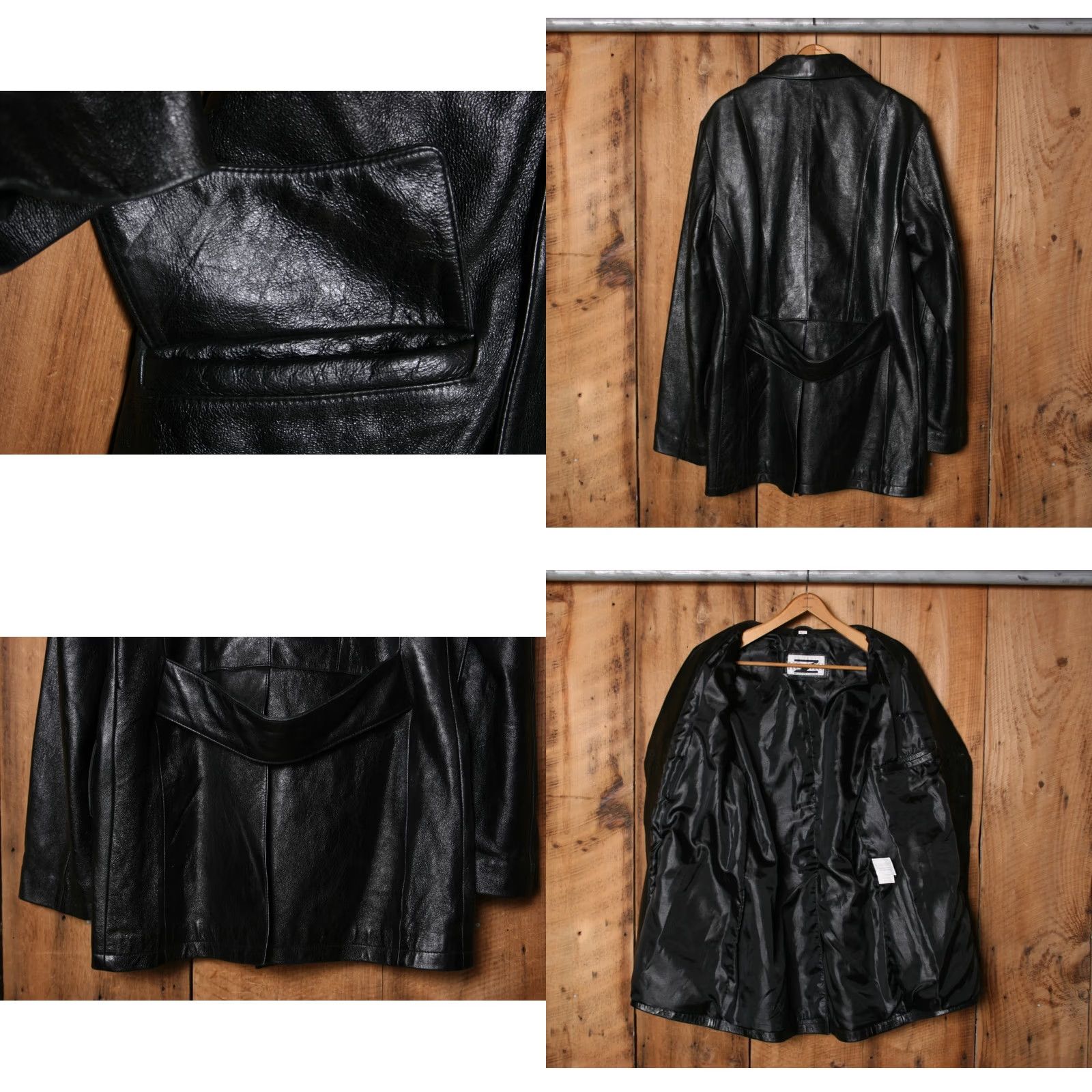 Doublet VINTAGE Cosmo Lombino KOZMO Black Leather Double Breasted Coat Coat Mens S Black 90s Style - Car Coat Size US S / EU 44-46 / 1 - 8 Thumbnail