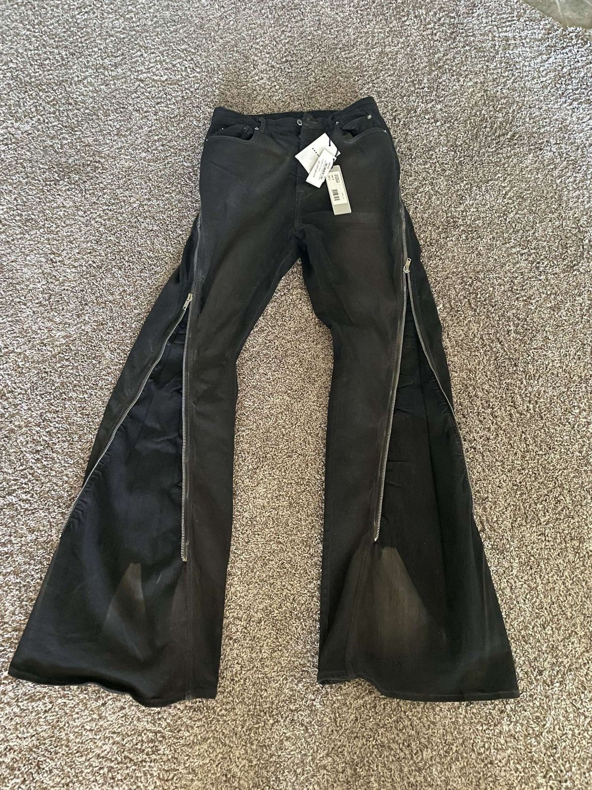 image of Rick Owens Bolan Banana Cut Flared Denim in Black, Men's (Size 32)