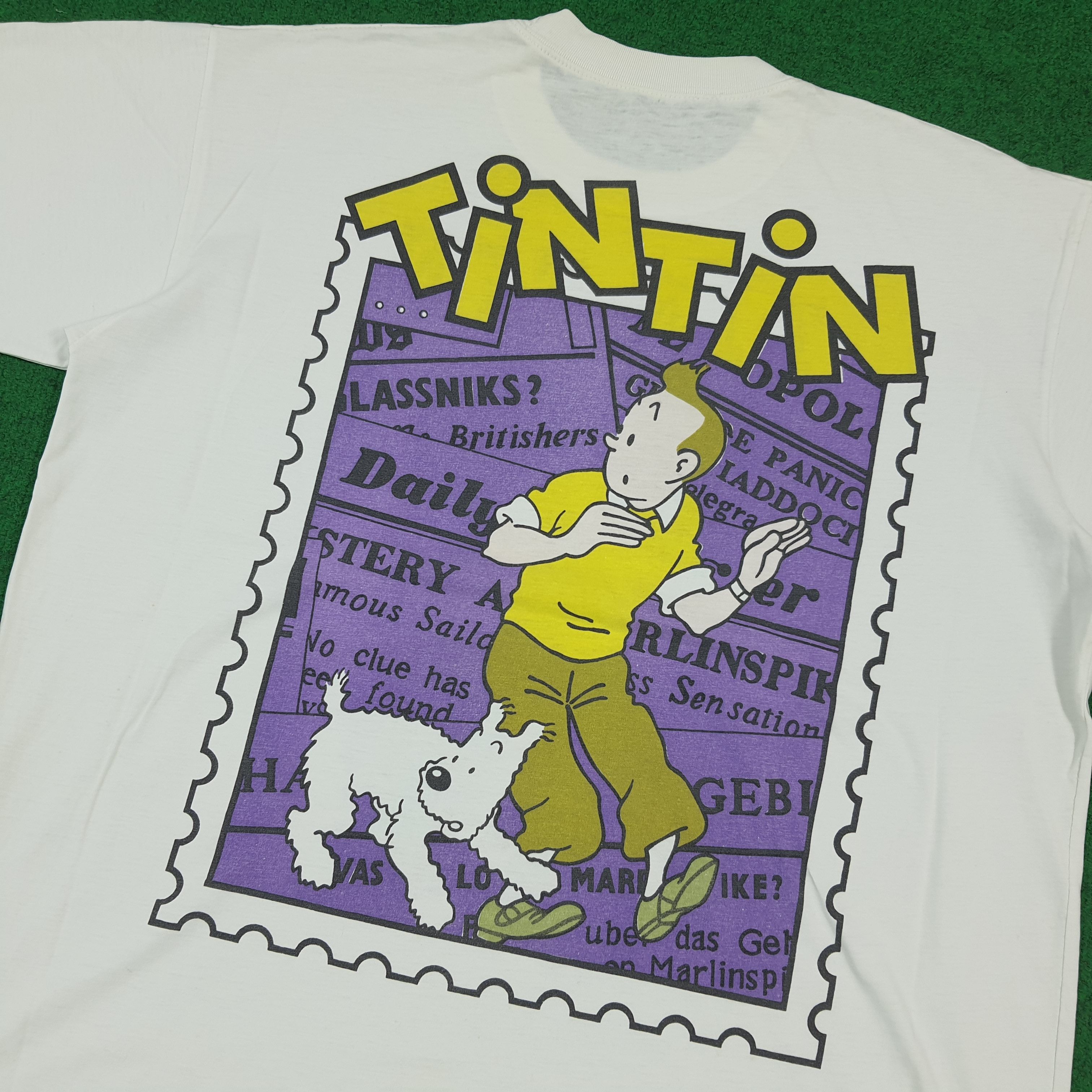 Vintage Vtg 90s Tintin Double Printed Single Stitch Tshirt C294N75 Size US XL / EU 56 / 4 - 5 Thumbnail