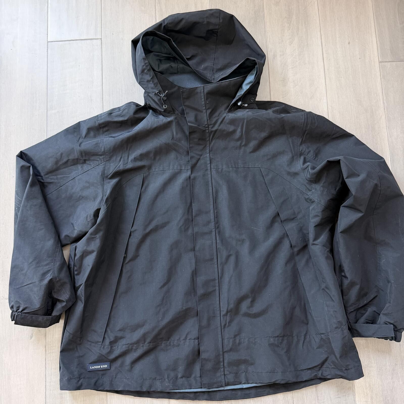 Lands' End Lands' End Men's Black Nylon Hooded Jacket Size XXL Size US XXL / EU 58 / 5 - 9 Thumbnail