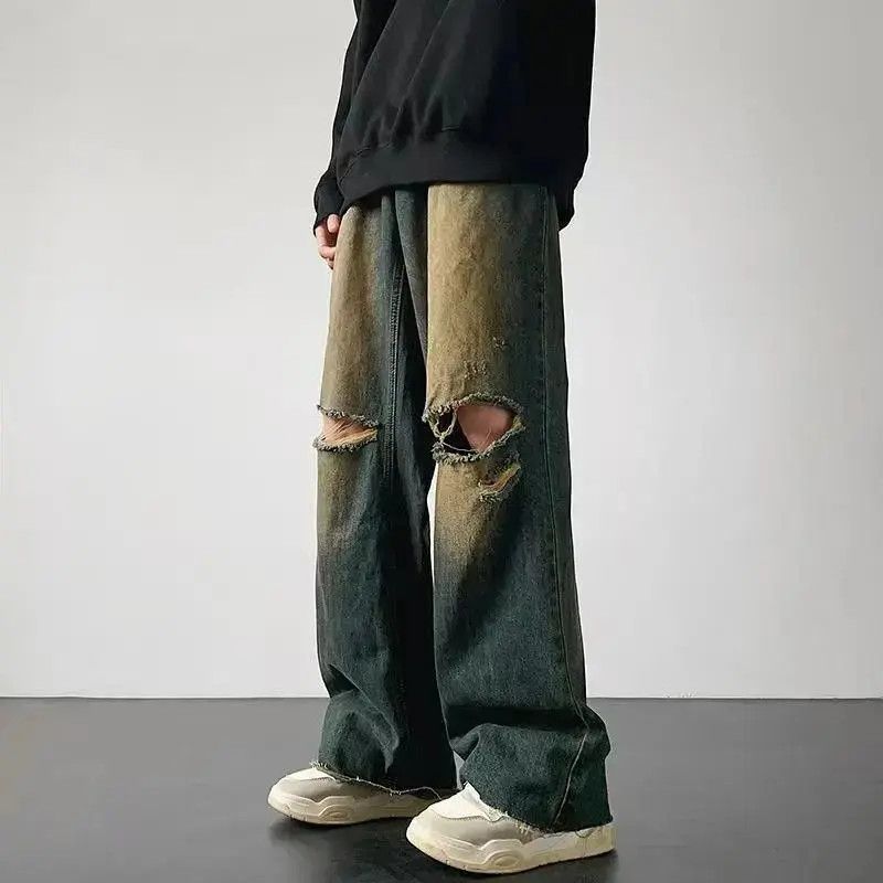 Japanese Brand Ripped jeans men loose hip-hop gangster handsome Size US 32 / EU 48 - 3 Thumbnail