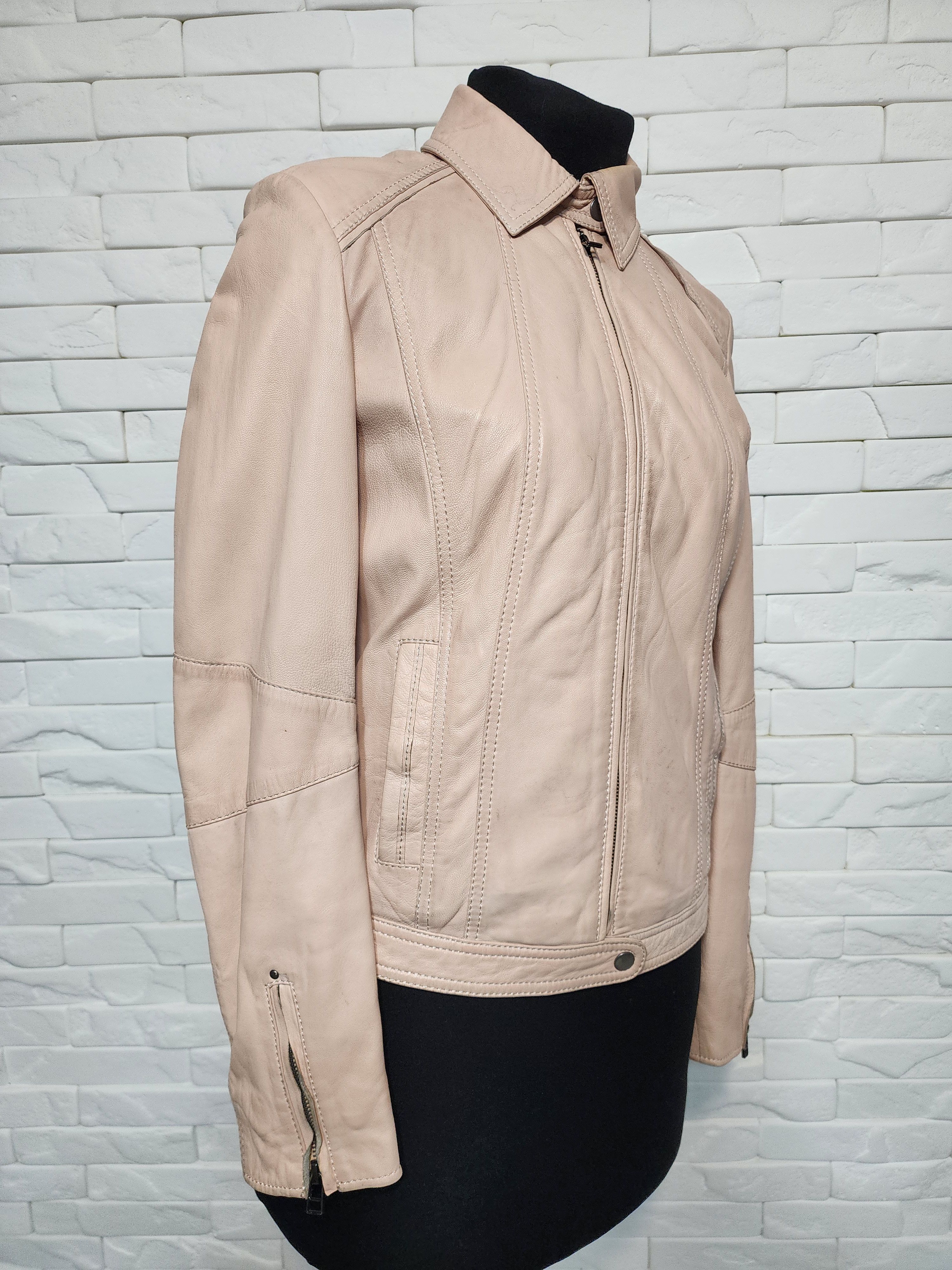 Genuine Leather Pink Leather Women's Sporty Jacket: Genuine Leather Size M / US 6-8 / IT 42-44 - 3 Thumbnail