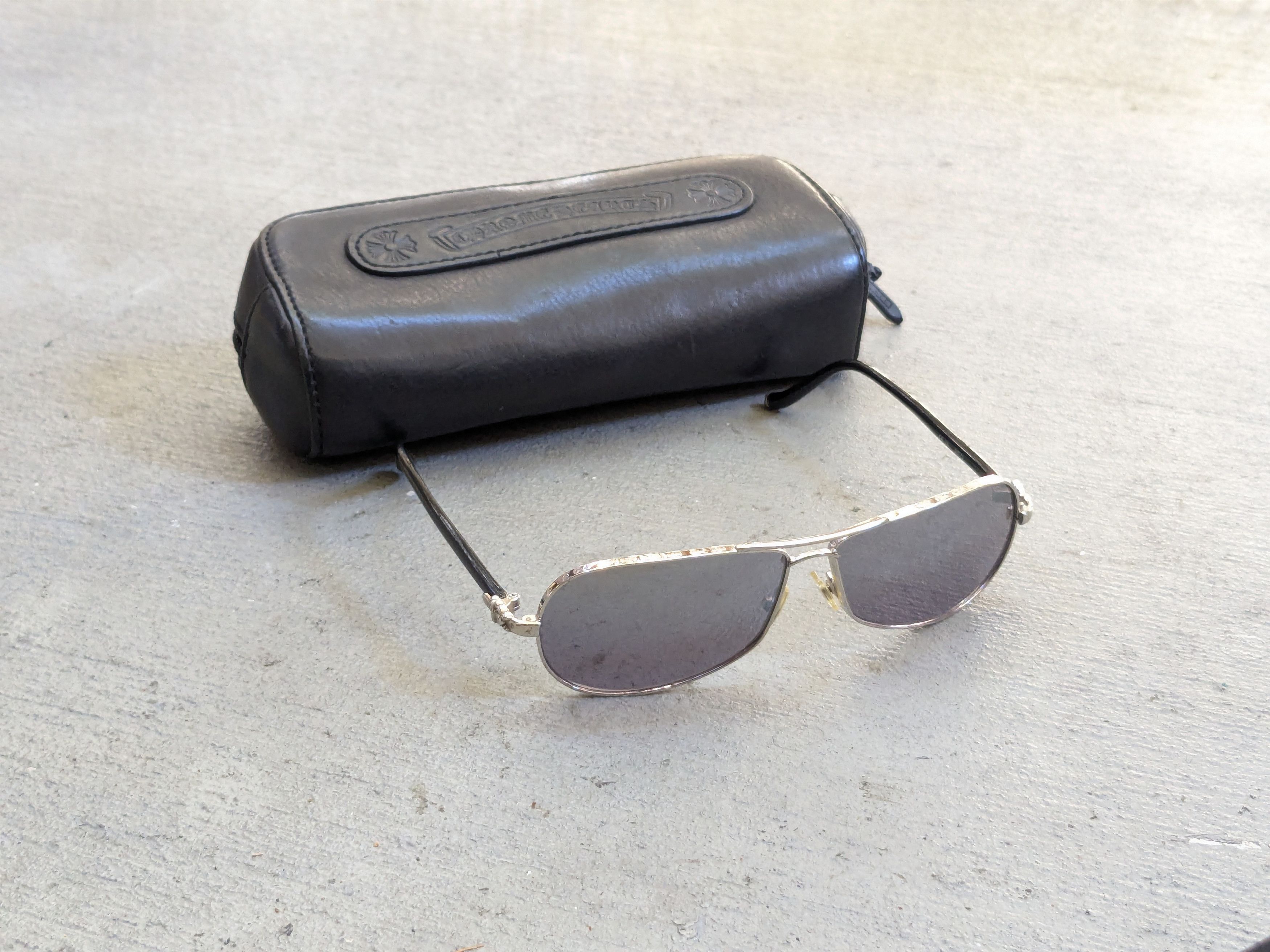 Chrome Hearts Chrome Hearts "Red" Sunglasses Black Silver Gray Aviator Size ONE SIZE - 1 Thumbnail