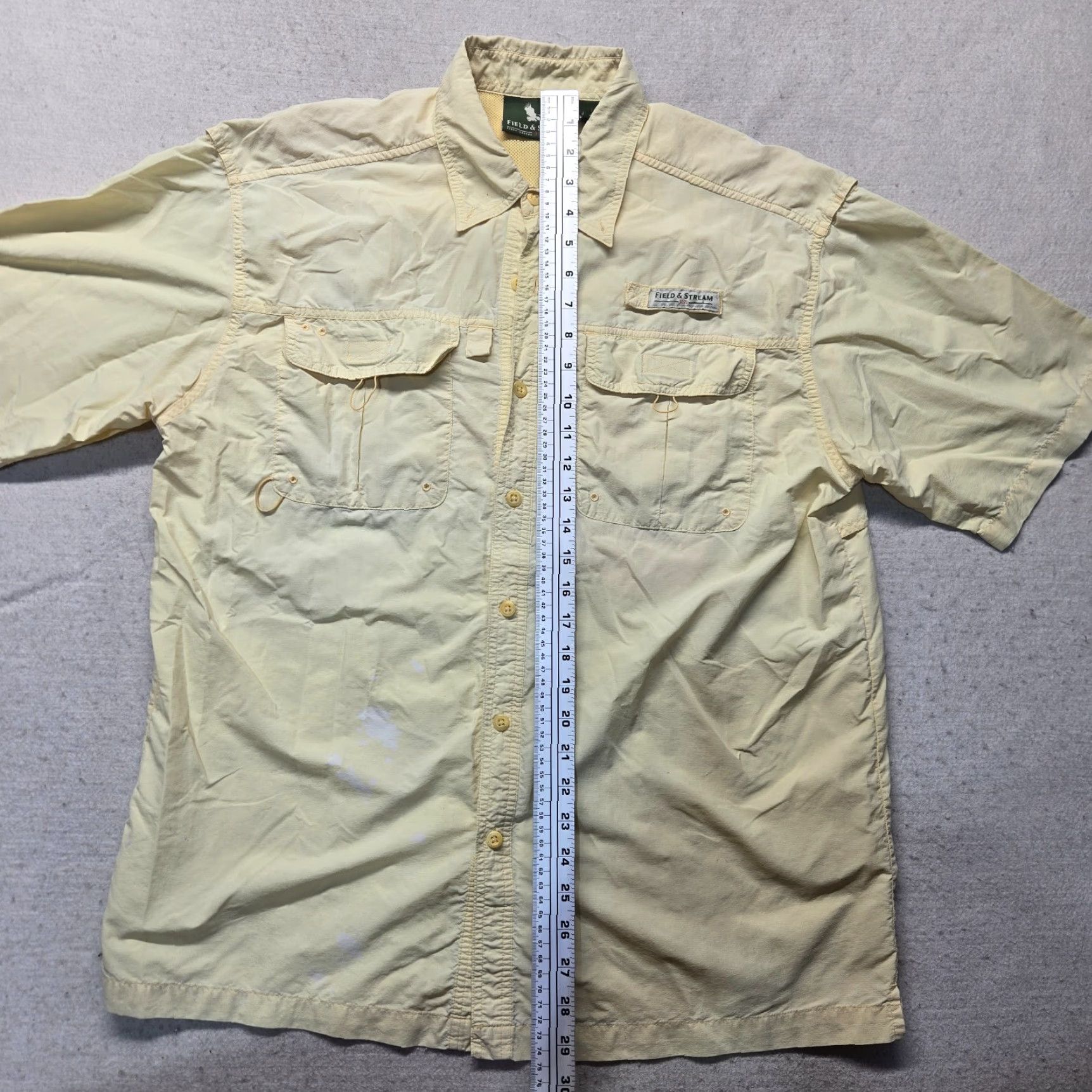 Vintage Field & Stream Outfitter Solid Beige Button Up Short Sleeve Shirt Men's L Large Size US L / EU 52-54 / 3 - 7 Thumbnail