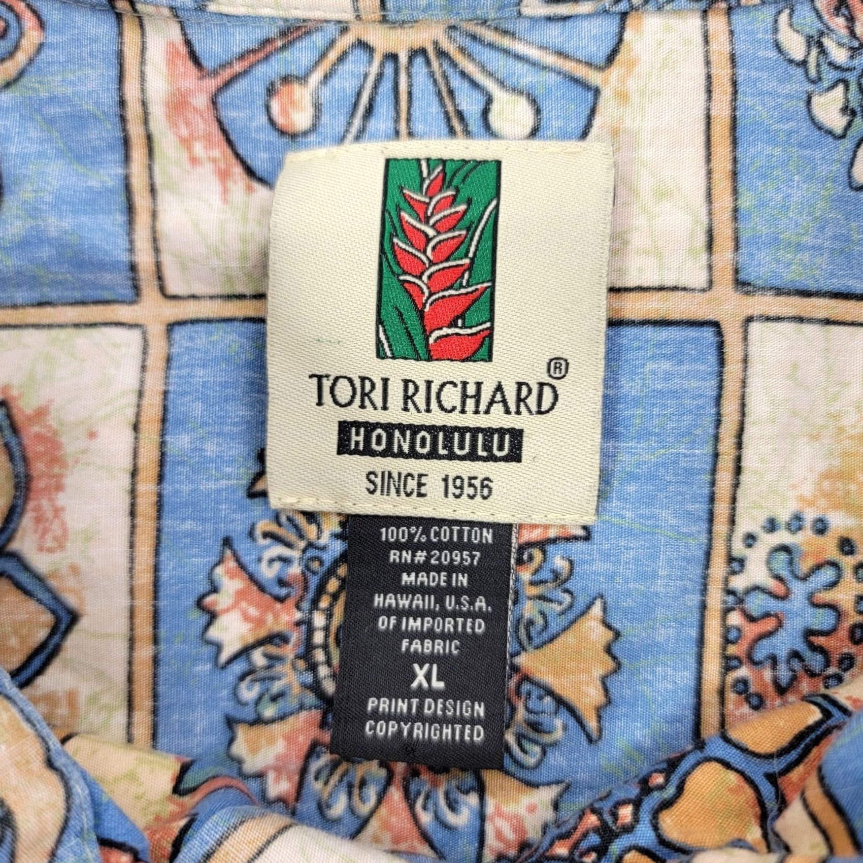Tori Richard Tori Richard Shirt Mens XL Blue Floral Hawaiian Aloha Short Sleeve Button Cotton Size US XL / EU 56 / 4 - 2 Thumbnail