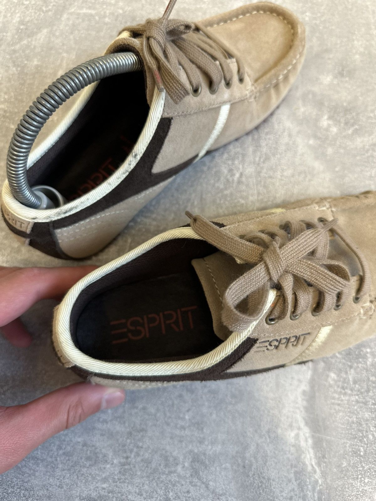 Esprit Vintage Y2K Esprit Beige Suede Leather Low Cut Sneakers Size US 7 / IT 37 - 21 Thumbnail