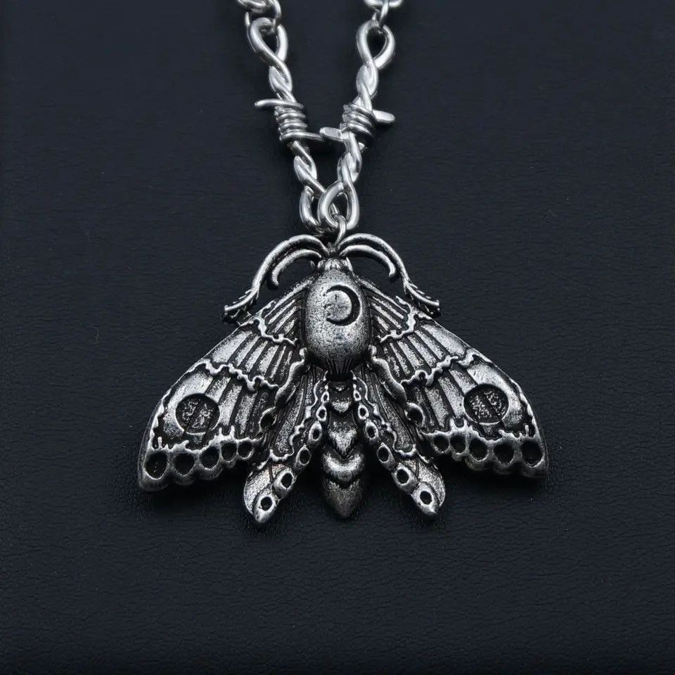Jewelry Gothic Half Moon Moth Necklace Size ONE SIZE - 1 Thumbnail