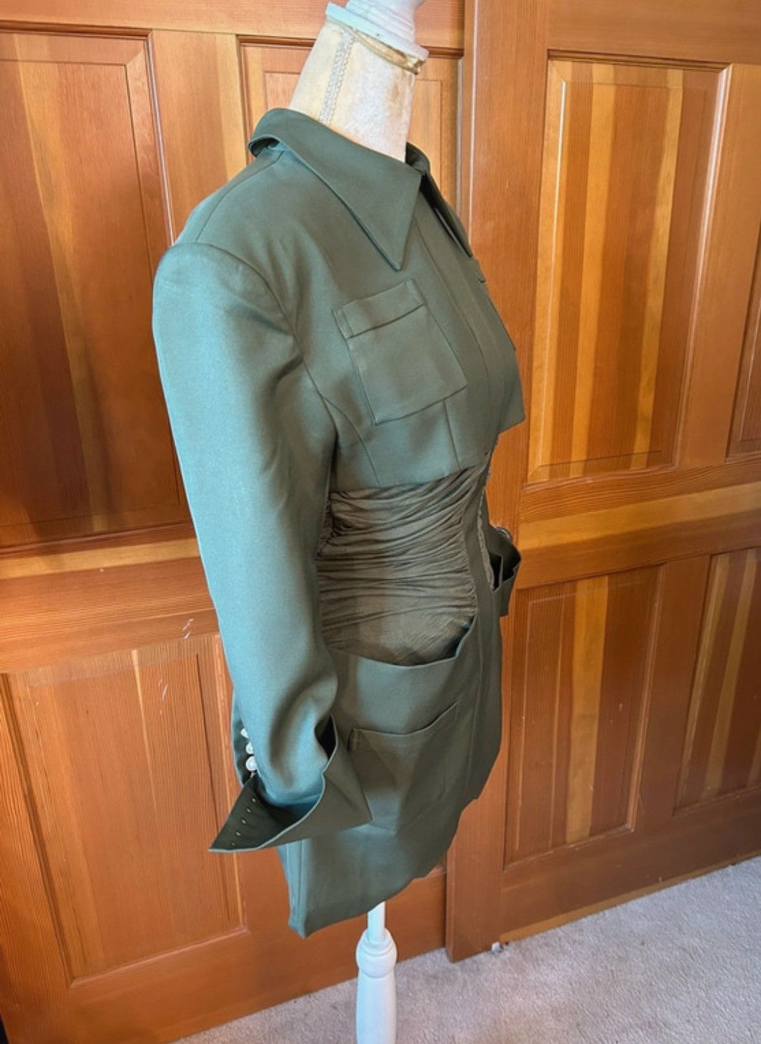 Designer × Other NWT, Lavishly Paris Designer Army Cape Designer Mini Dress. Size M / US 6-8 / IT 42-44 - 12 Thumbnail