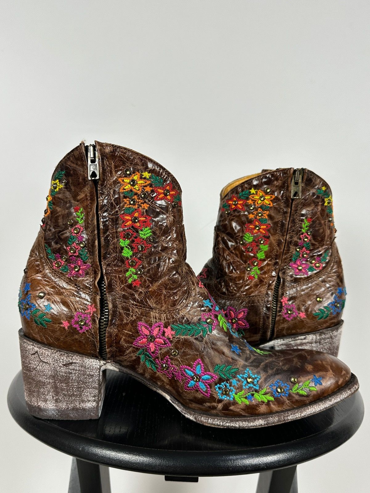 Old Gringo Mexicana Old Gringo Sora Leather Cowboy Floral Ankle Boots Size US 9.5 / IT 39.5 - 12 Thumbnail