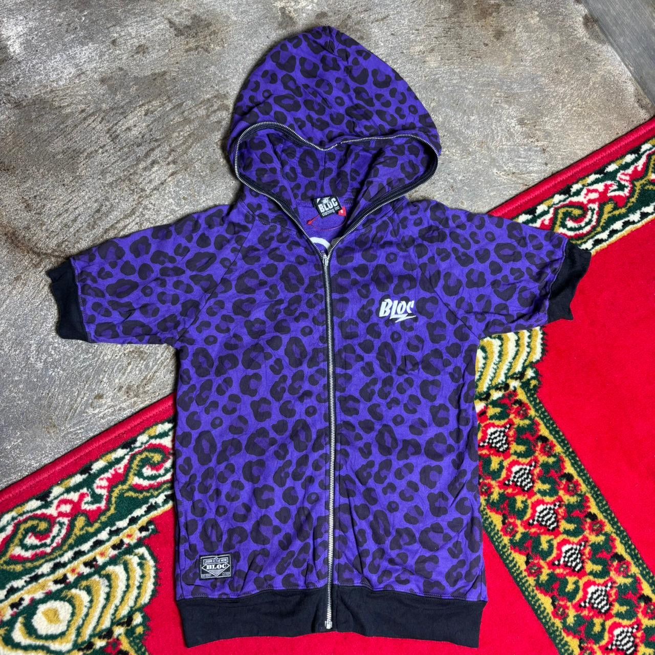 Japanese Brand bloc leopard purple full zip hoodei | Grailed