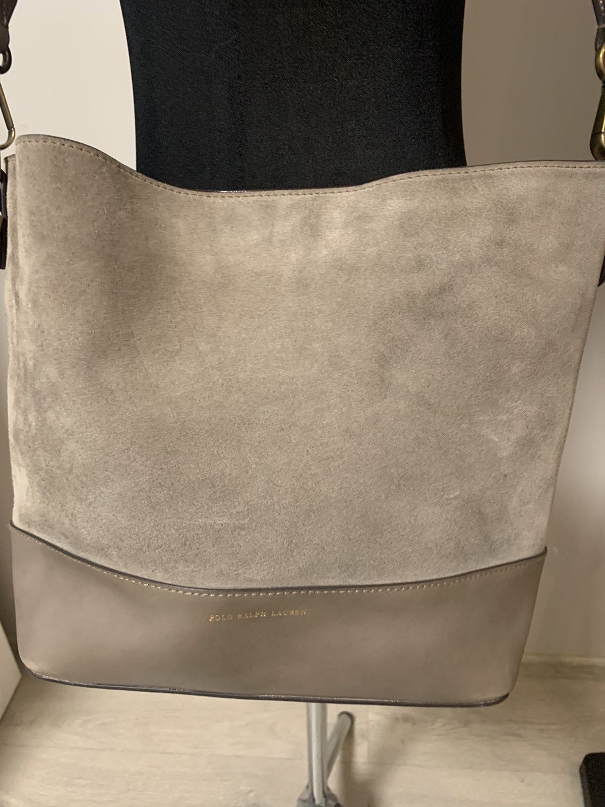 Polo Ralph Lauren Polo Ralph Lauren Tote Handbag Beige in Taupe Suede Size ONE SIZE - 2 Thumbnail