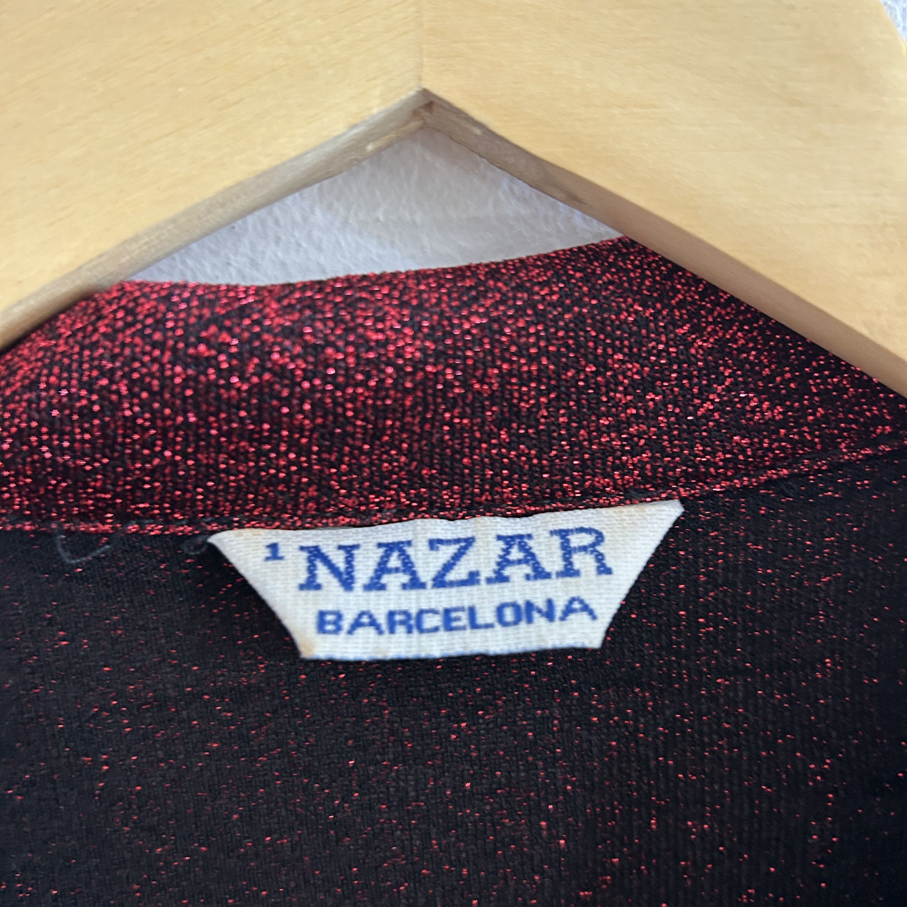 Vintage Vintage 90s Burgundy Glitter Zig Zag Front Blouse Size S / US 4 / IT 40 - 12 Thumbnail