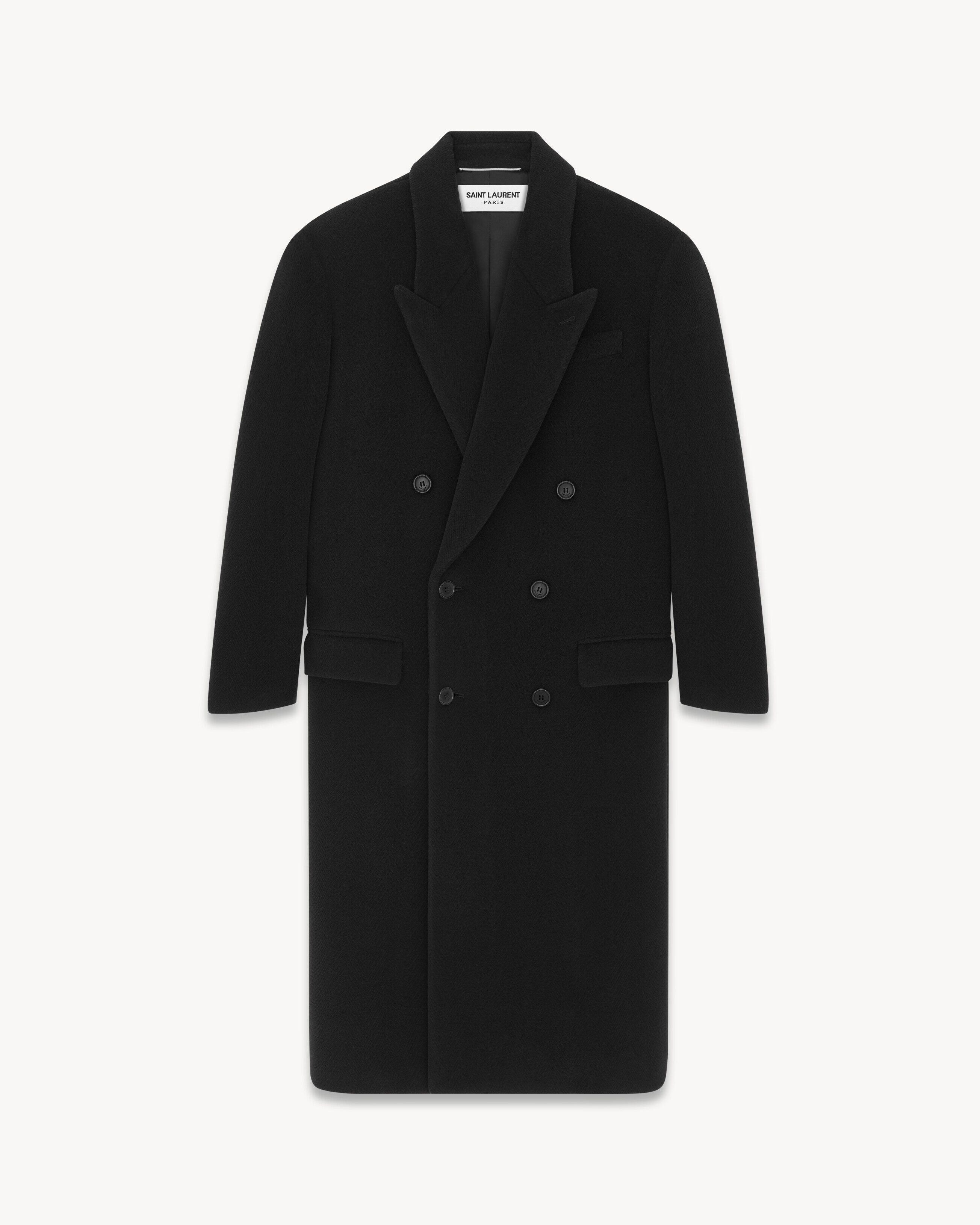 Saint Laurent Paris o1bcso1str0225 Coat In Chevron Wool in Black Size US S / EU 44-46 / 1 - 1 Preview