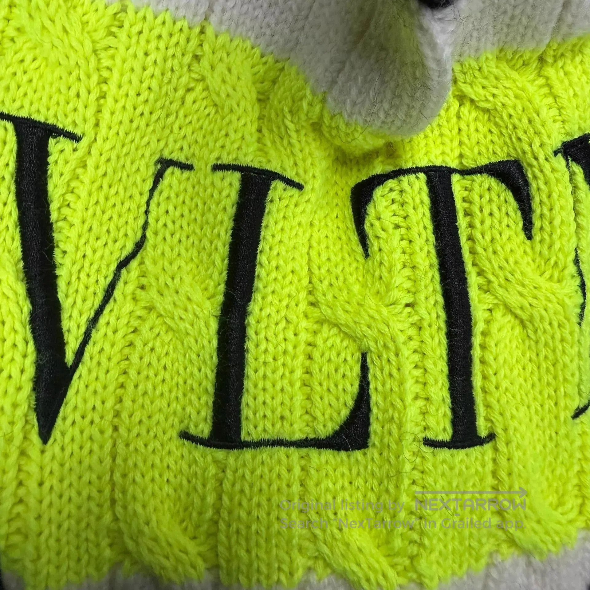 Valentino Black Cable Knit Cardigan with Neon Yellow Trim - M. Size US M / EU 48-50 / 2 - 3 Thumbnail