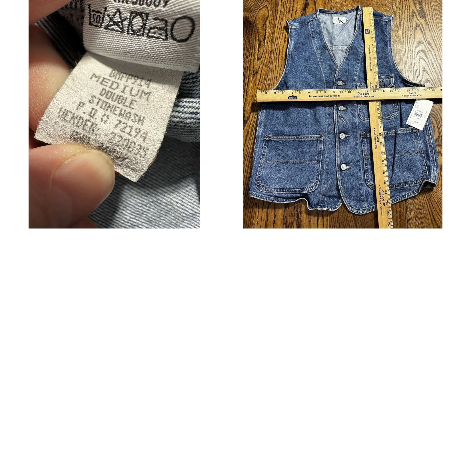 Calvin Klein VINTAGE Calvin Klein Jeans Vest Mens Denim Blue 90s M Regular Short Button NOS USA Made CK Vest Size US 31 - 8 Thumbnail