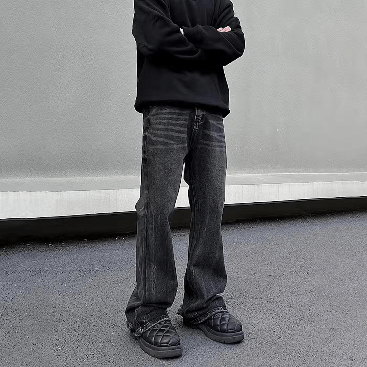 Japanese Brand × Jean Street Loose Straight Flare Black Jeans Size US 32 / EU 48 - 3 Thumbnail