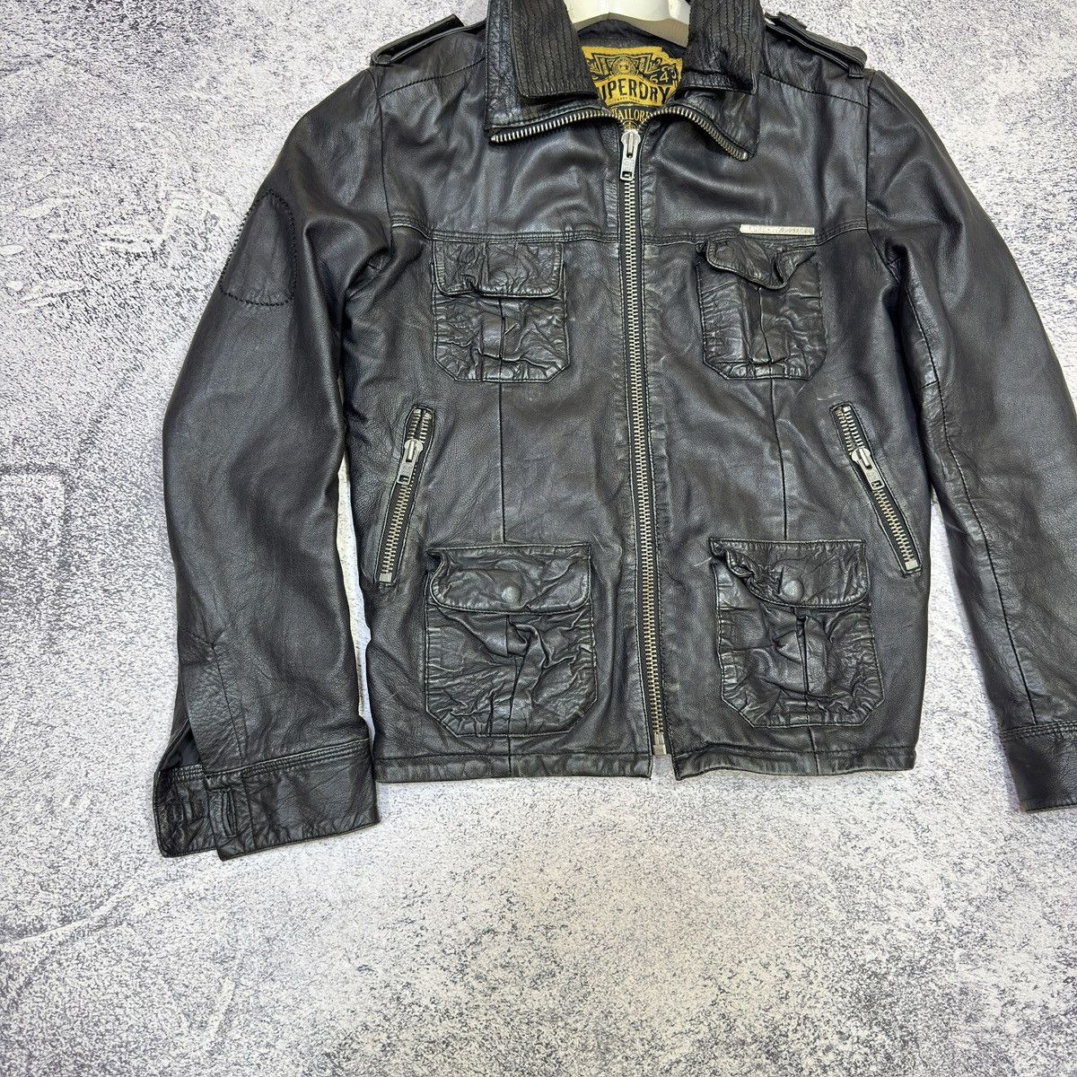 Genuine Leather × Superdry Superdry Black Genuine Leather Jacket M size Size US M / EU 48-50 / 2 - 2 Thumbnail