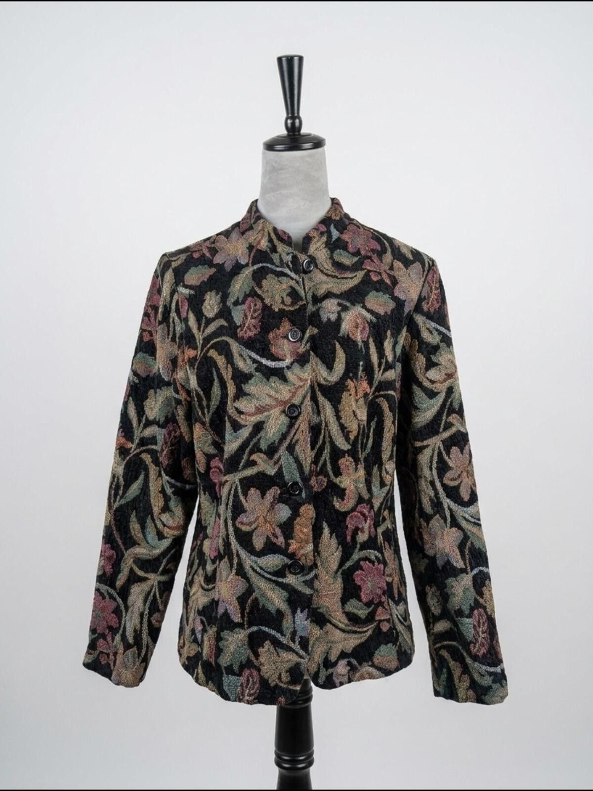 Other Vintage Portrait Floral Tapestry Button-Front Jacket Size L / US 10 / IT 46 - 1 Thumbnail