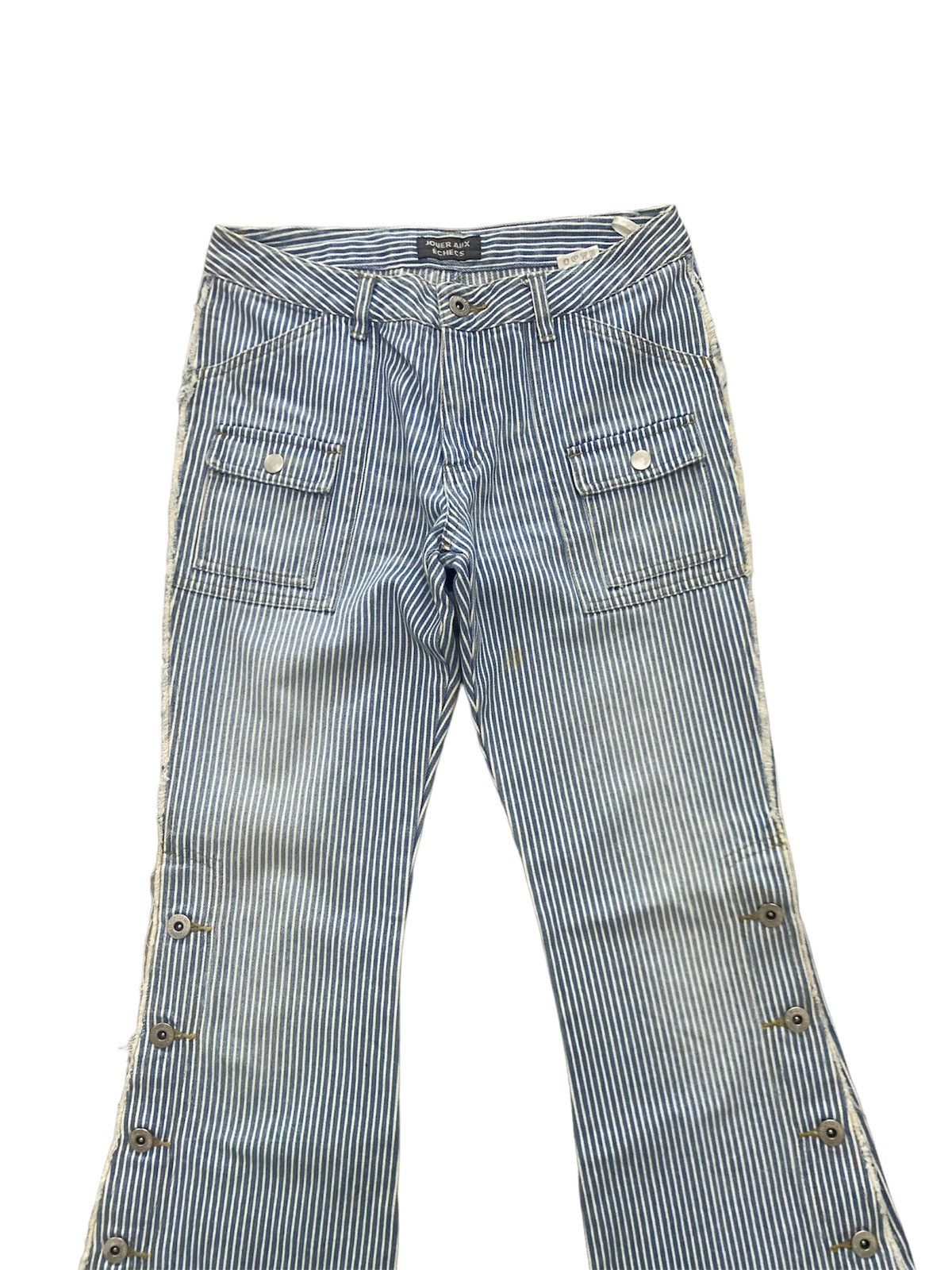 If Six Was Nine × Japanese Brand × KMRii Flare Jeans Jouer Aux Echecs Low Rise Stripe Bush Pants Size US 27 - 4 Thumbnail