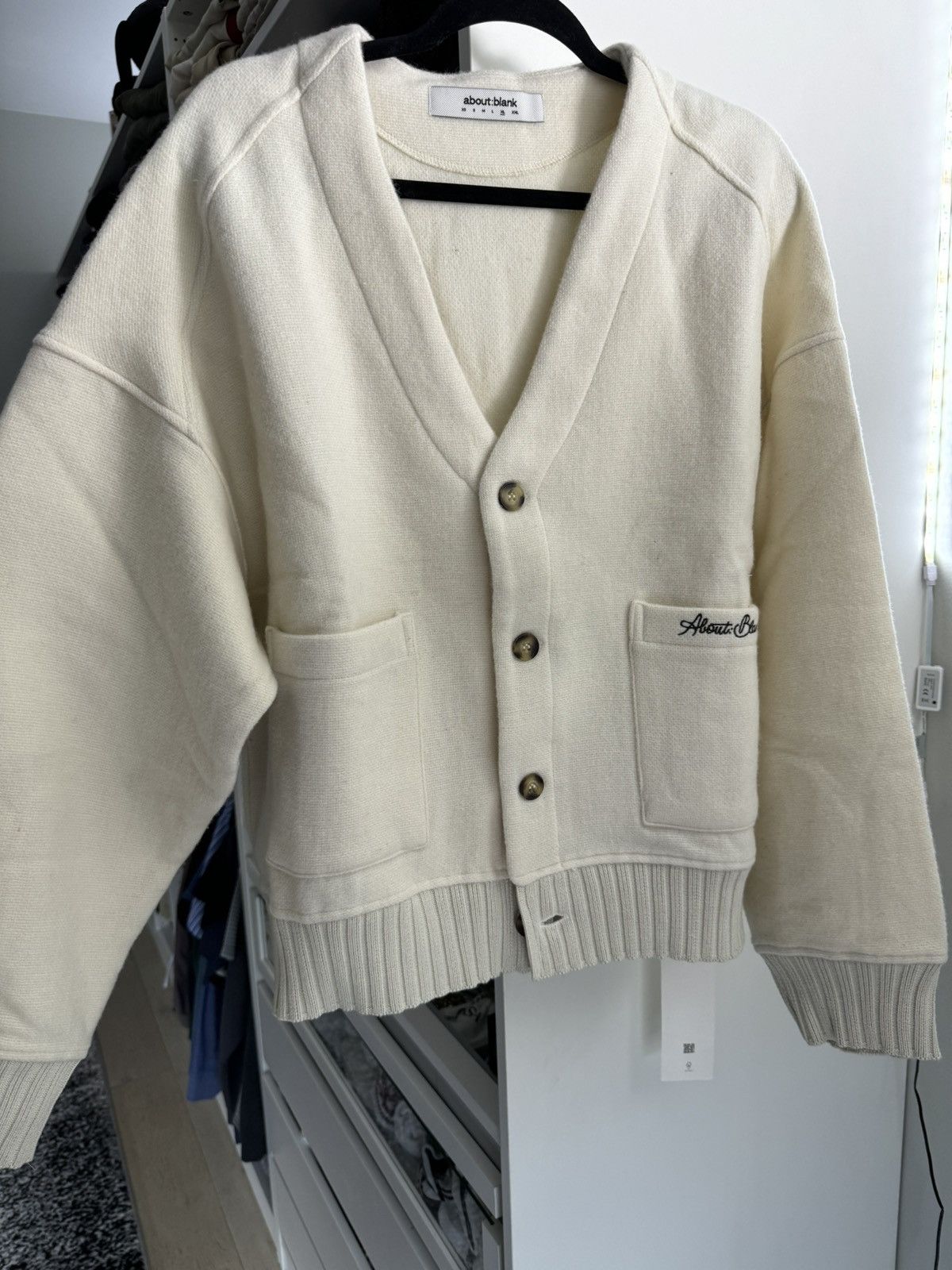 About:Blank Cream Cropped Cardigan Size US XL / EU 56 / 4 - 2 Thumbnail