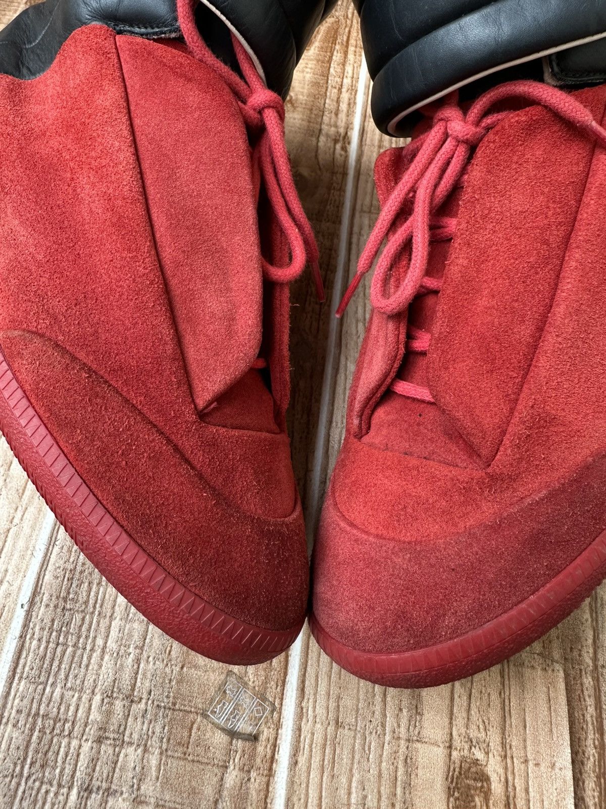 Maison Margiela 👀Maison Margiela Red Leather Suede Futures Hightops Size US 9 / EU 42 - 7 Thumbnail