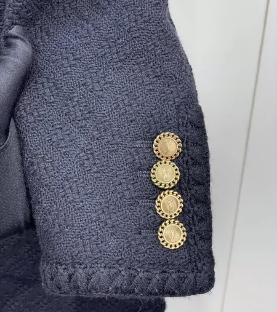 Saint Laurent Paris × Yves Saint Laurent SAINT LAURENT Show style gold buckle tweed woven jacket Size XS / US 0-2 / IT 36-38 - 3 Thumbnail