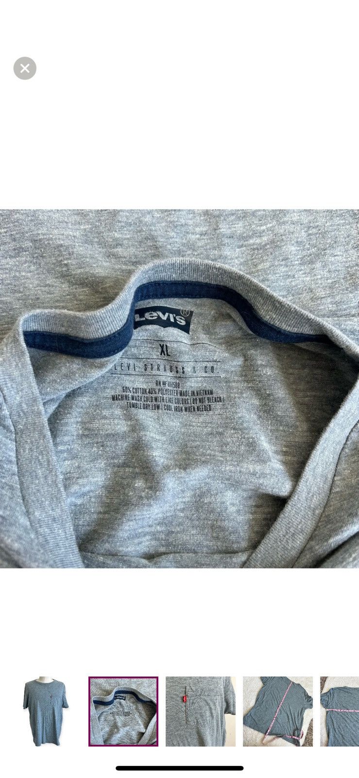 Levi's Levis XL grey short sleeve pocket tee Size US XL / EU 56 / 4 - 2 Thumbnail