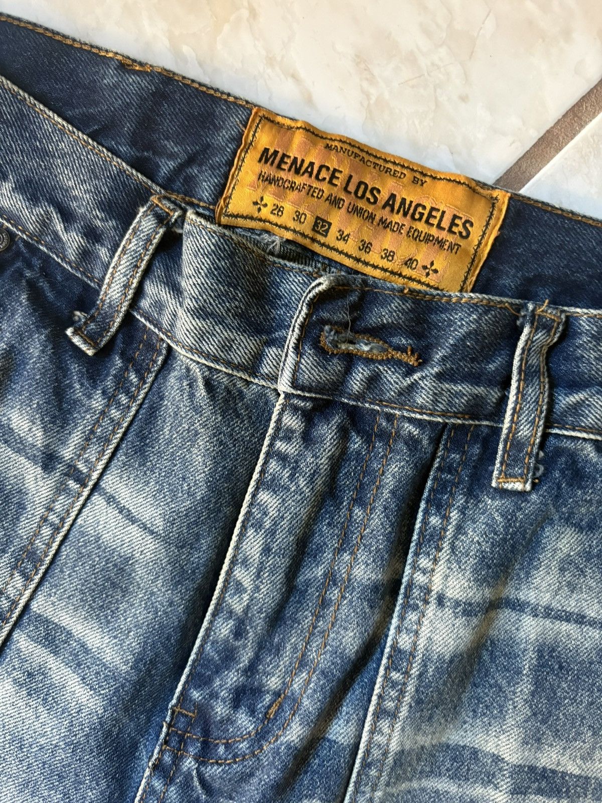 Menace Menace STEEL EMBOSSED DENIM CARPENTER PANTS Size US 32 / EU 48 - 2 Thumbnail