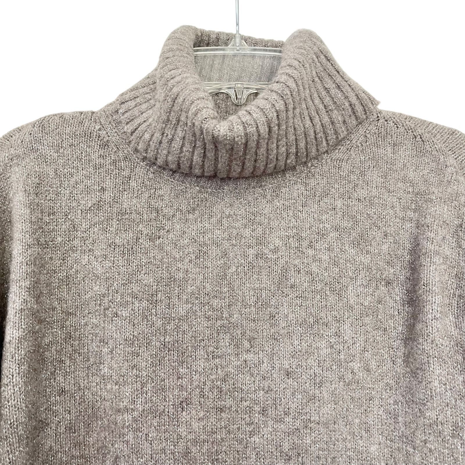 Allsaints All Saints Tan Silver Metallic Thread Oversized Sweater Size S / US 4 / IT 40 - 2 Thumbnail