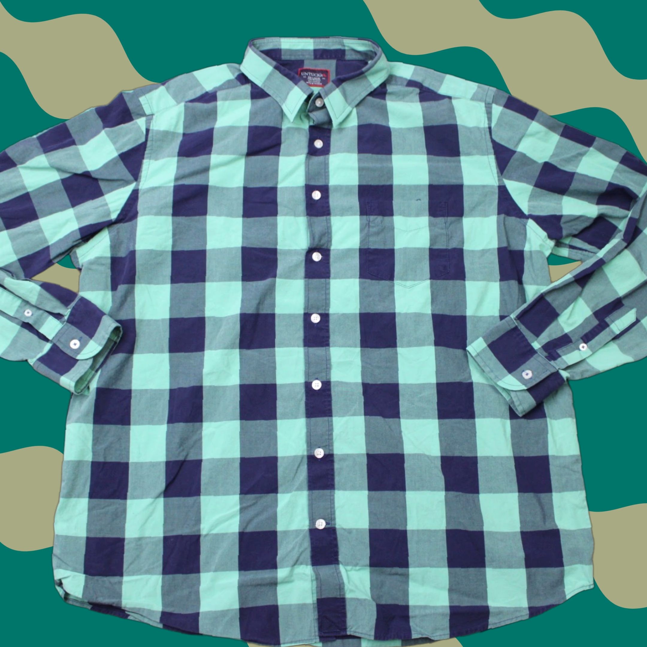UNTUCKit UNTUCKit Bonarda Shirt Mens 2XLT XXL Tall Green/Blue Plaid Long Sleeve Size US XXL / EU 58 / 5 - 1 Thumbnail