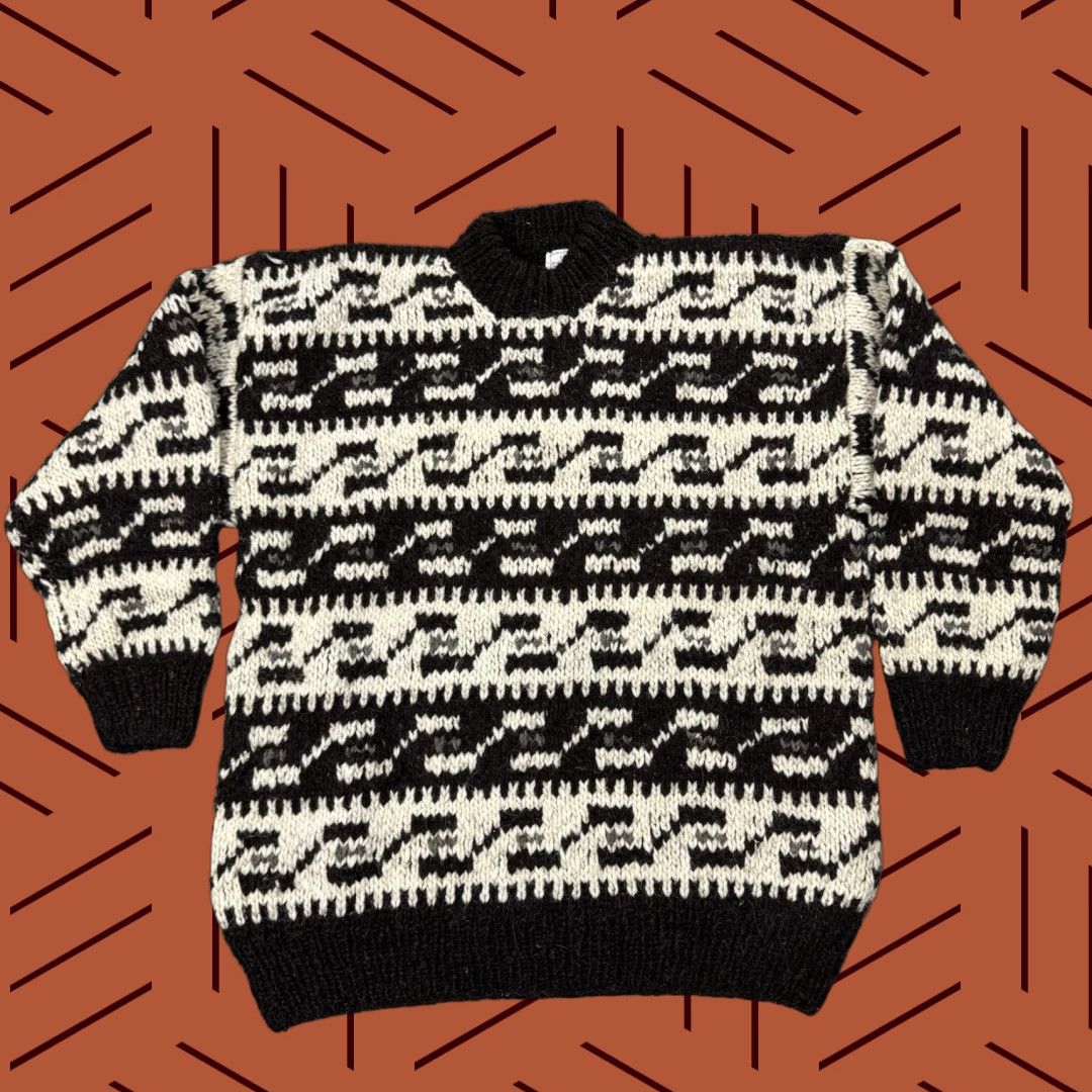 Vintage VINTAGE Artesanias Ecuador Inca Chunky Knit Sweater Mens Large Tribal Geometric 100% Wool All Seasons Size L / US 10 / IT 46 - 1 Thumbnail