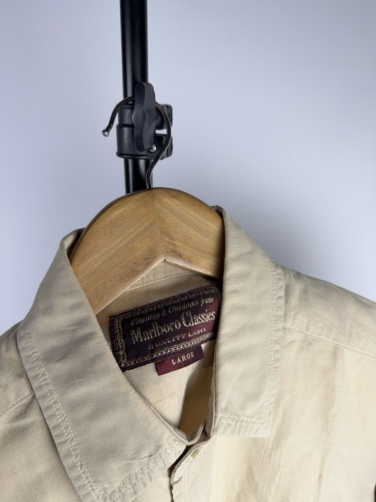 Marlboro Classics 90s Marlboro Classics Beige Linen Work Shirt Vintage L Size US L / EU 52-54 / 3 - 7 Thumbnail