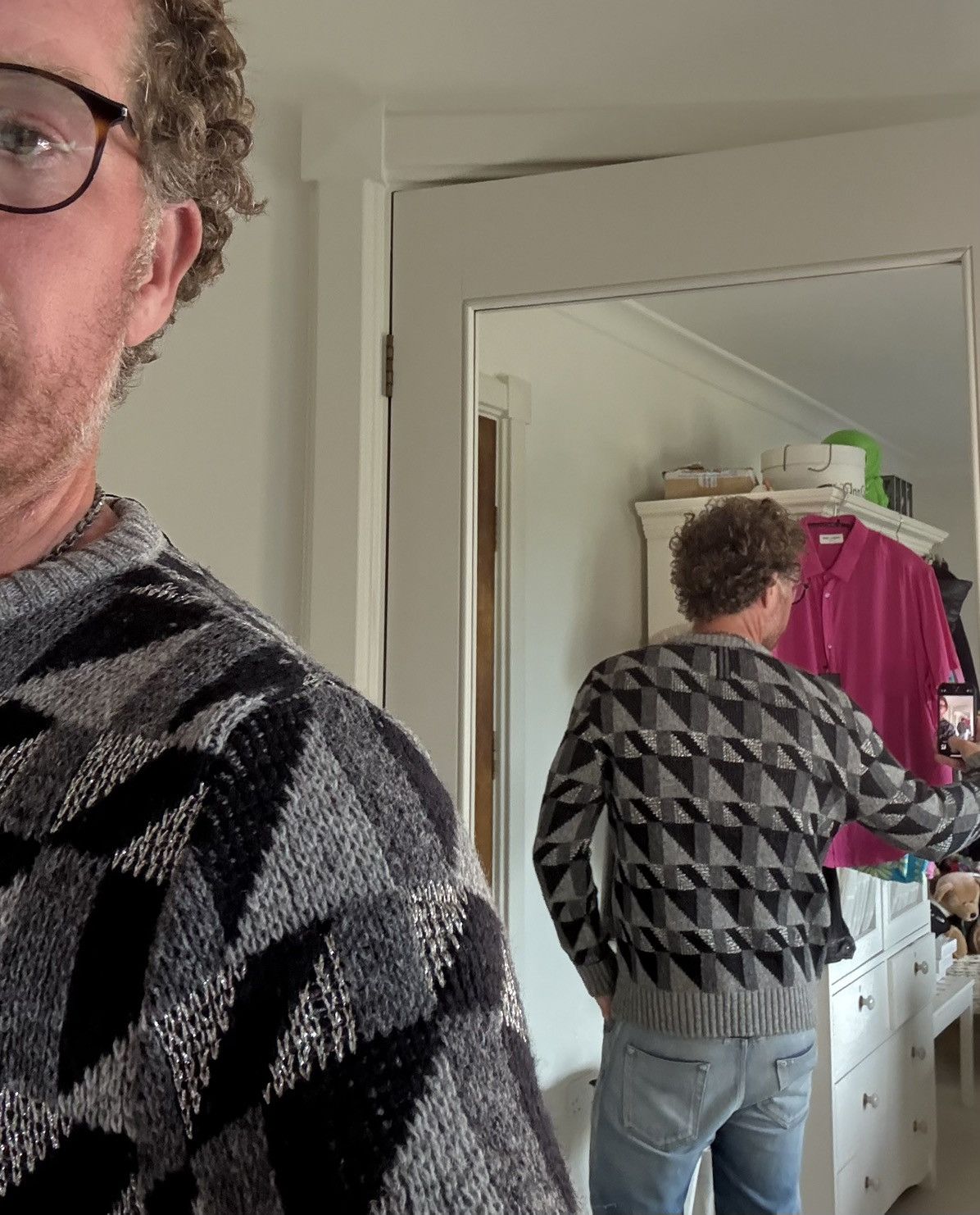 Saint Laurent Paris FW15 Grail Saint Laurent geometric metallic sweater Hedi XL Size US XL / EU 56 / 4 - 9 Thumbnail