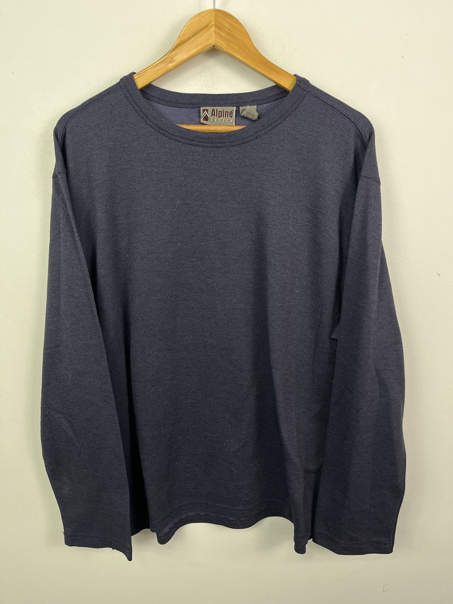 Vintage Vintage 90's Alpine Design Blank Navy Thermal SIze XL Size US XL / EU 56 / 4 - 1 Thumbnail