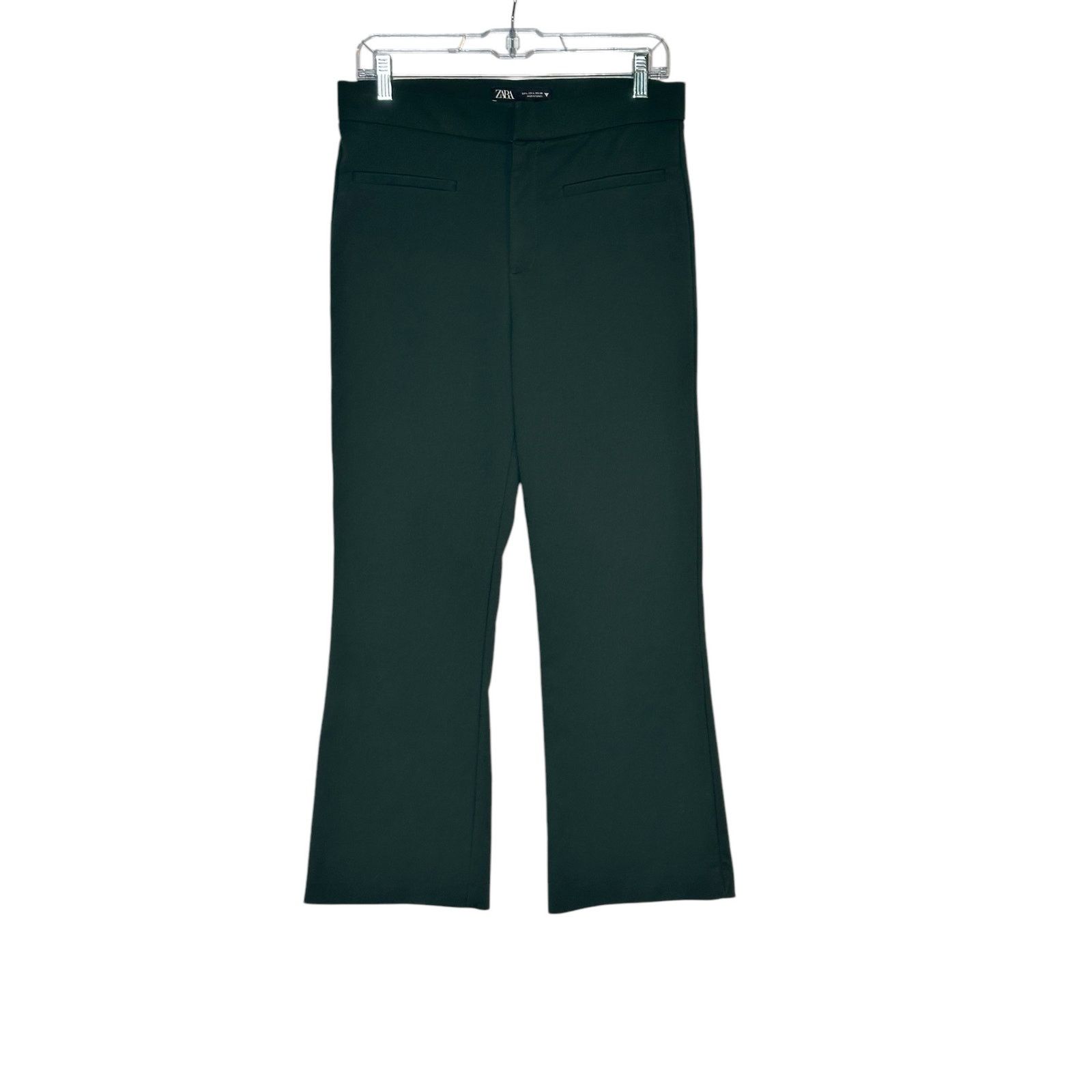 Zara Zara dark green boot cut high waist cropped pants size Large Size 32" / US 10 / IT 46 - 7 Thumbnail