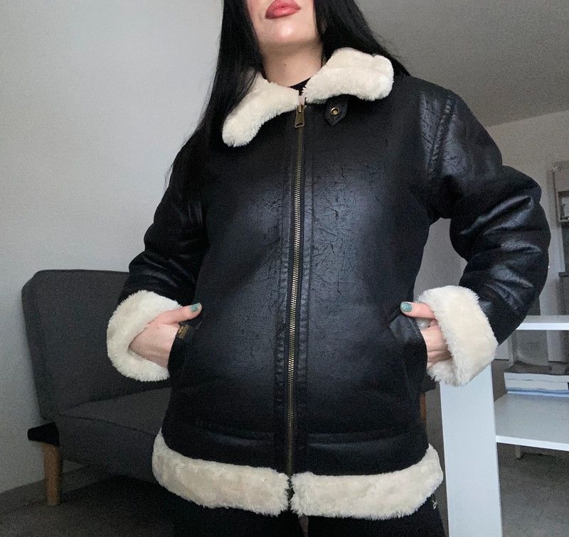 image of Alpha Industries Faux Fur Coat / Sherpa in Black, Women's (Size Medium)