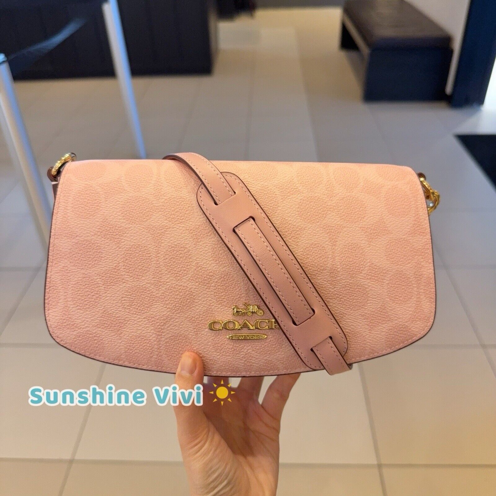 Coach Coach Andrea Shoulder Bag Signature Canvas CV973 Powder Pink Size ONE SIZE - 1 Thumbnail