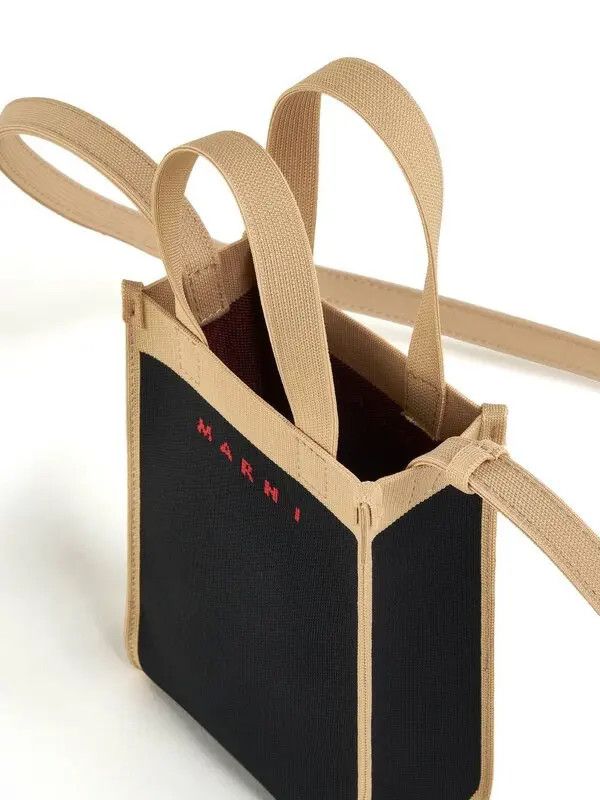 Marni o1w1db11125 Size :OS /Logo Print Shopper Tote in Black Size ONE SIZE - 3 Thumbnail