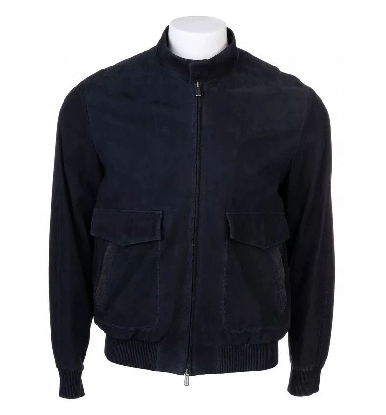 Loro Piana LORO PIANA Blue-gray suede jacket Size US XL / EU 56 / 4 - 3 Thumbnail