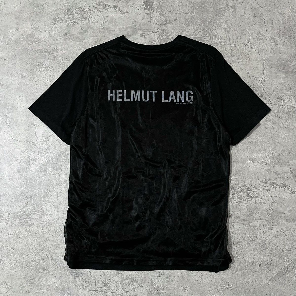 Image of Helmut Lang Mesh Layering Core Logo Ss Tee - Black, Men's (Size XL)