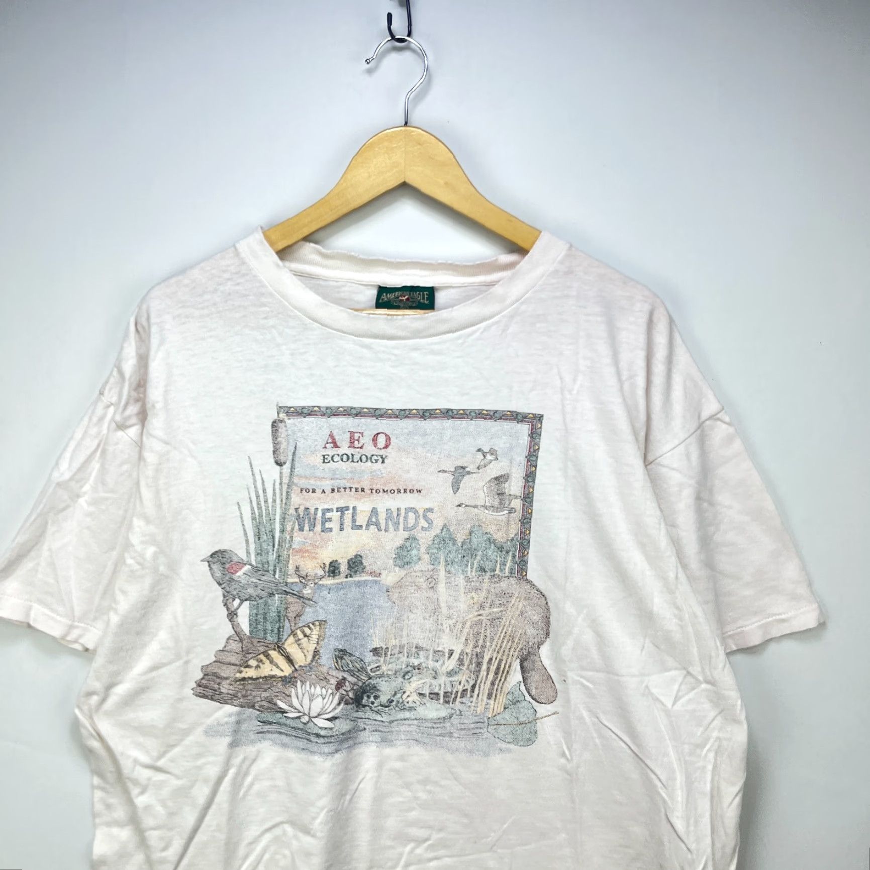 American Eagle Outfitters VINTAGE American Eagle Outfitters T-Shirt XL White 90s Nature Animal Single Stitch Mens Shirt Size US XL / EU 56 / 4 - 2 Thumbnail