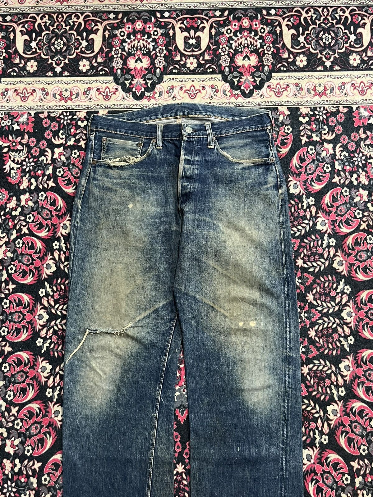 The Real McCoy's Joe McCoy & Co Lot 905 Dark Faded Distressed Selvedge Jeans Size US 34 / EU 50 - 4 Thumbnail