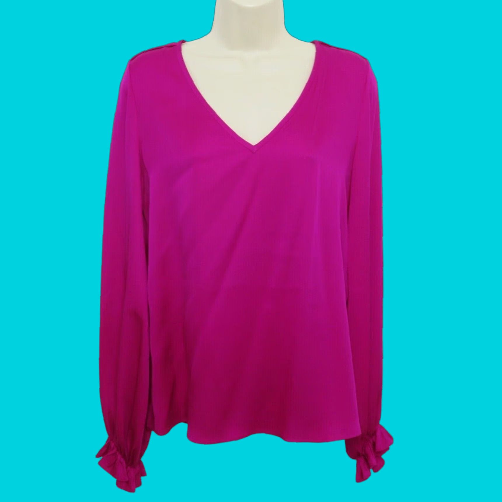 Diane von Furstenberg Diane von Furstenberg Blouse Shirt Women's 8 Dickinson Pink Long Sleeve Silk} Size M / US 6-8 / IT 42-44 - 1 Thumbnail