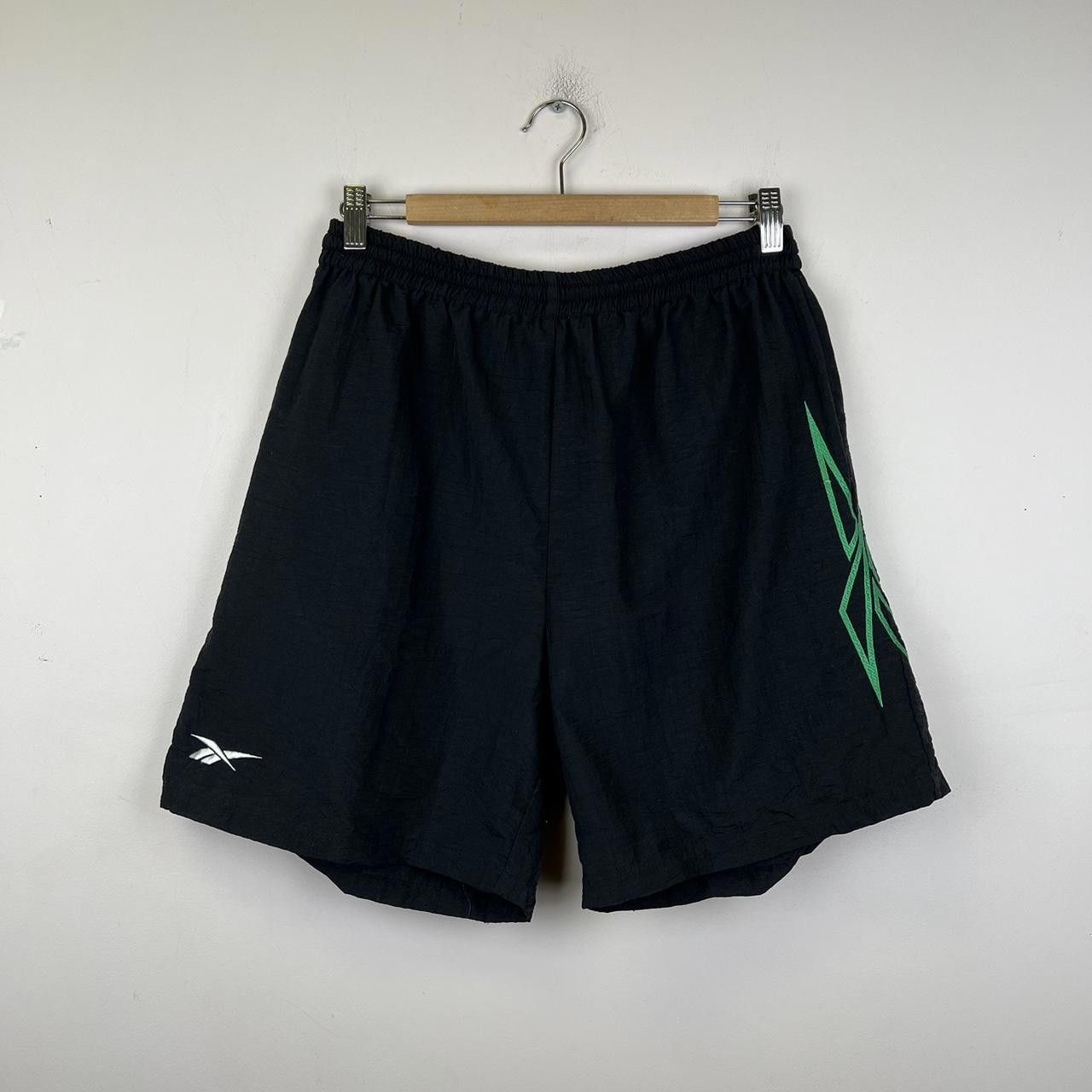 Reebok Vintage Reebok Men's Athletic Shorts - Black with Green Logo Size US 32 / EU 48 - 1 Thumbnail