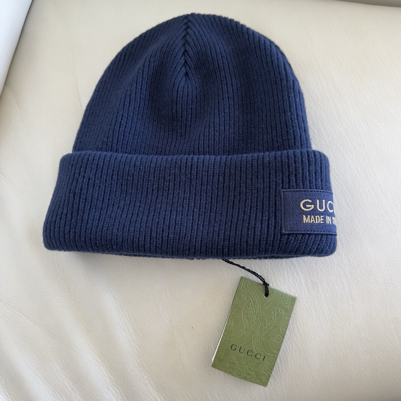 Gucci New Authentic Gucci Knit Wool Hat Beanie With Patch Navy Blu Size ONE SIZE - 7 Thumbnail