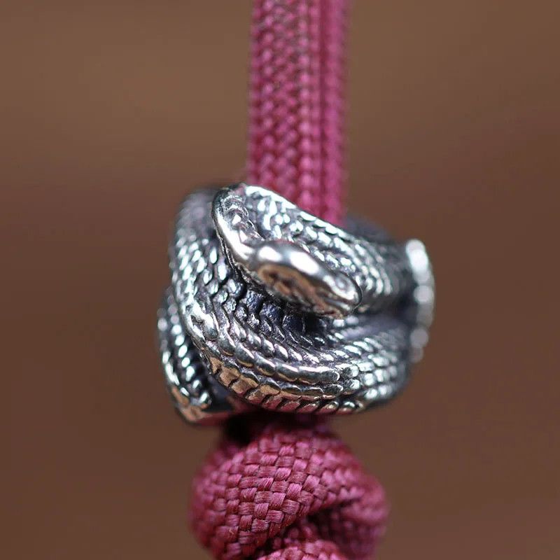 Handmade 3Pcs Rattlesnake Knife Beads Paracord Bead Zipper Umbrella Size ONE SIZE - 3 Thumbnail