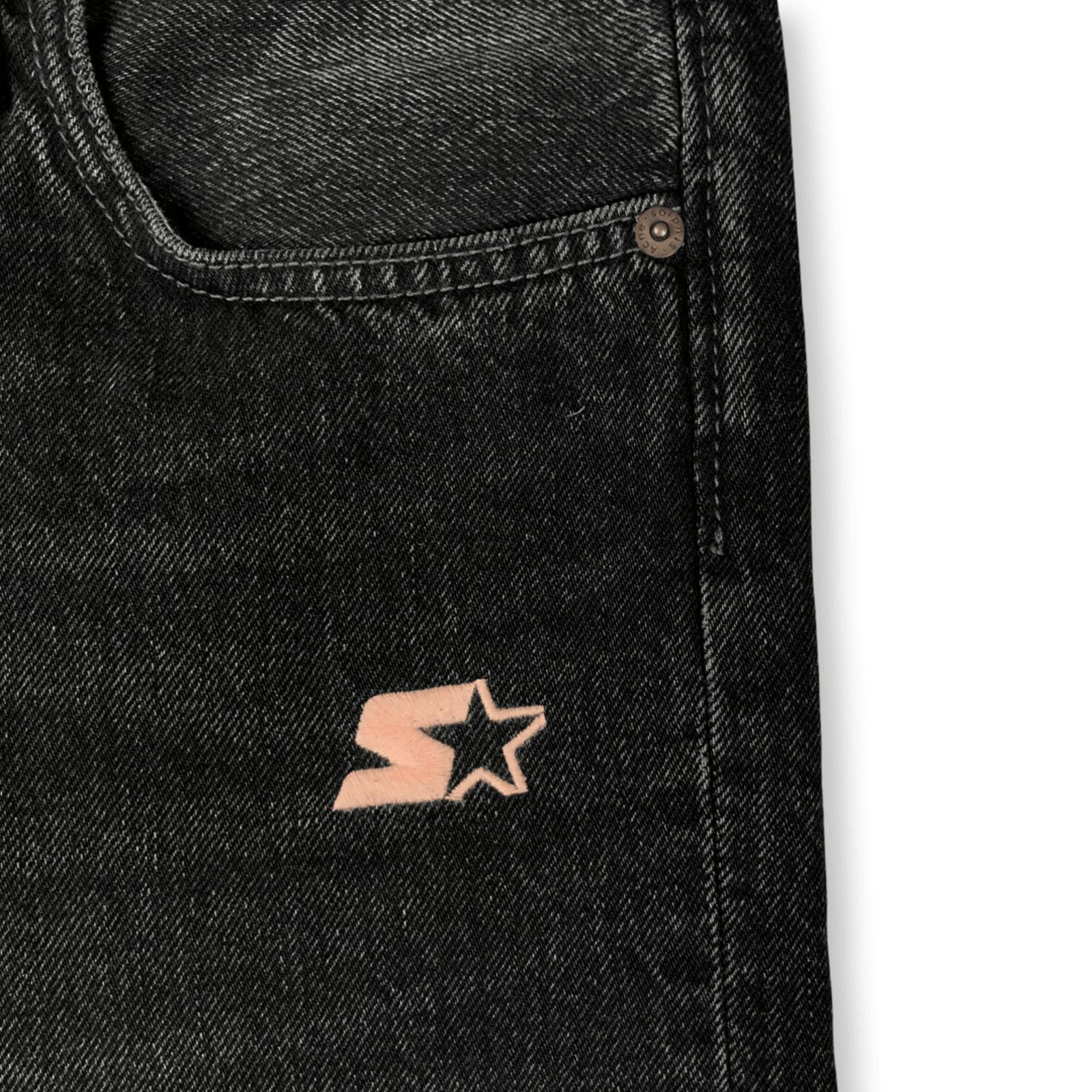 Acne Studios Acne Studios x Starter 1996 Logo Used Black Metal Jeans Size US 32 / EU 48 - 3 Thumbnail